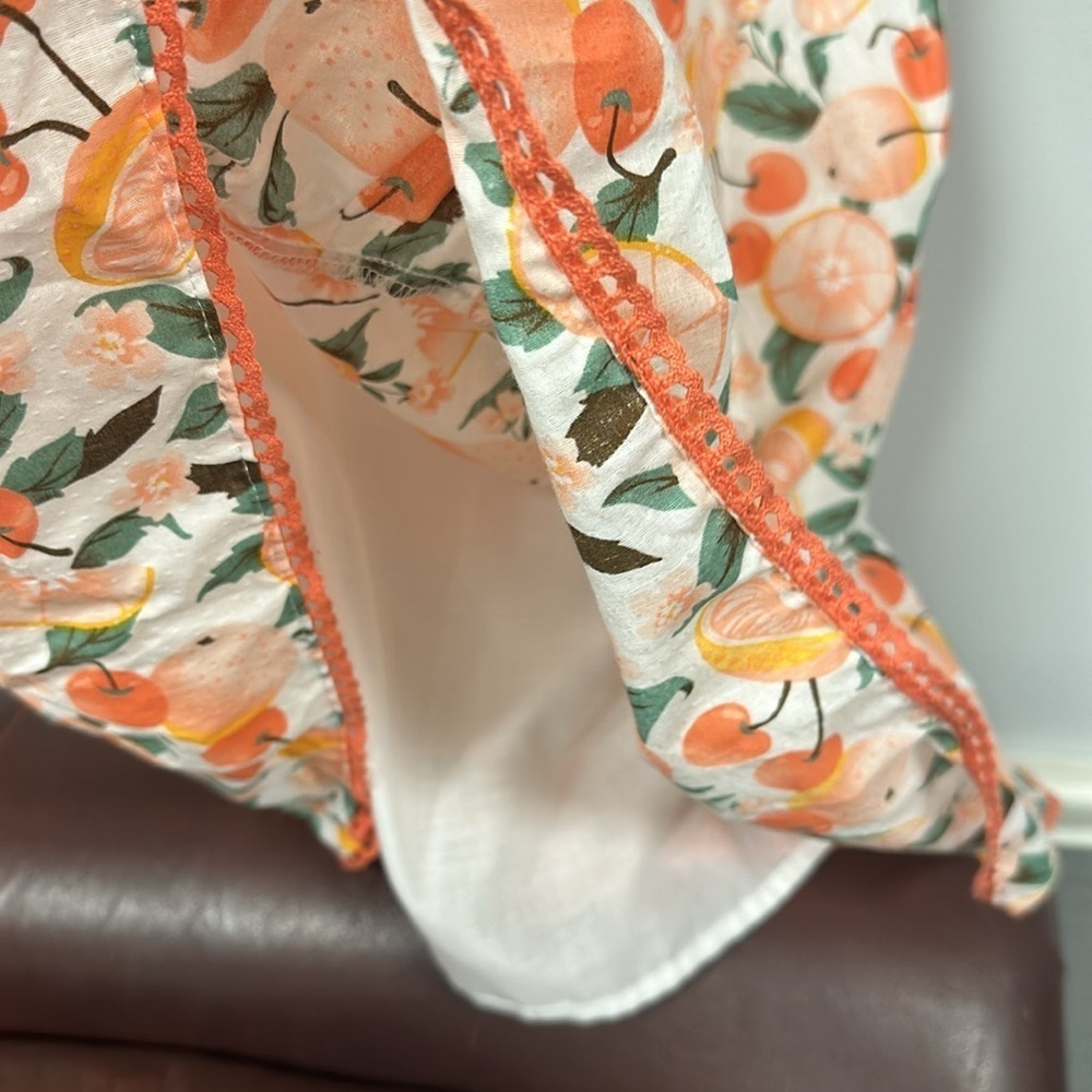 NWT Isaac Mizrahi peach orange, green,  & white, Fruits sun dress. Size 12 US. - Picture 9 of 11